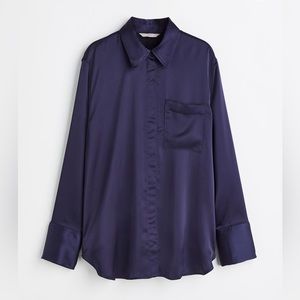 H&M navy silky blouse S